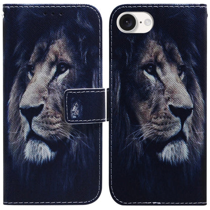 For iPhone 16e Coloured Drawing Flip Leather Phone Case(Lion) by buy2fix