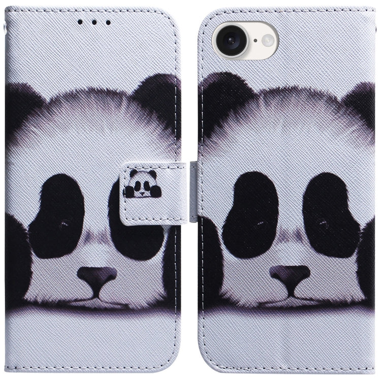 For iPhone 16e Coloured Drawing Flip Leather Phone Case(Panda) by buy2fix