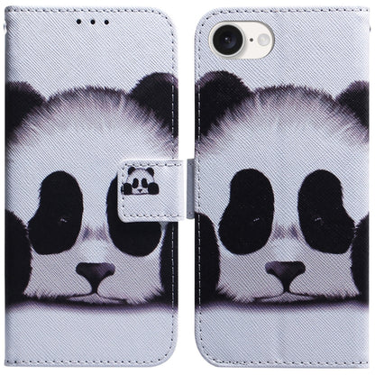 For iPhone 16e Coloured Drawing Flip Leather Phone Case(Panda) by buy2fix
