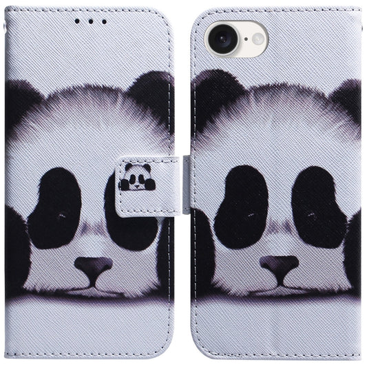 For iPhone 16e Coloured Drawing Flip Leather Phone Case(Panda) by buy2fix
