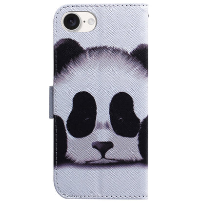 For iPhone 16e Coloured Drawing Flip Leather Phone Case(Panda) by buy2fix