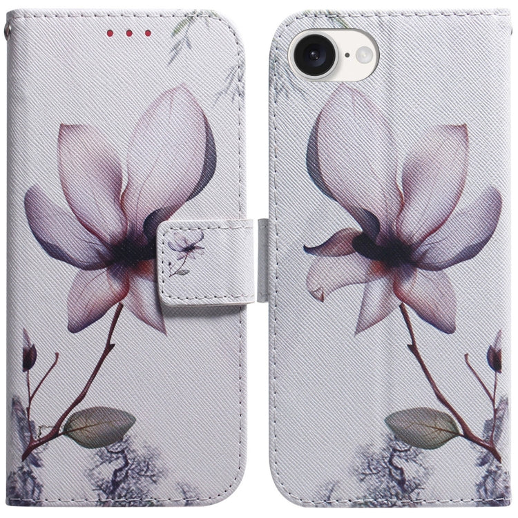 For iPhone 16e Coloured Drawing Flip Leather Phone Case(Magnolia) by buy2fix