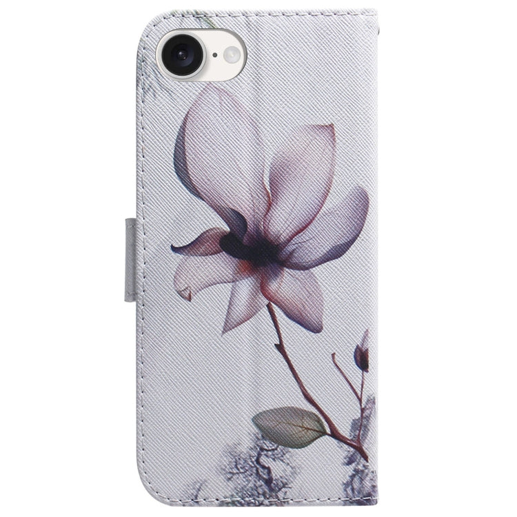 For iPhone 16e Coloured Drawing Flip Leather Phone Case(Magnolia) by buy2fix