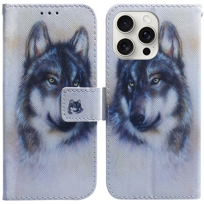 For iPhone 16 Pro Max Coloured Drawing Flip Leather Phone Case(White Wolf) by buy2fix