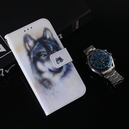 For iPhone 16 Pro Max Coloured Drawing Flip Leather Phone Case(White Wolf) by buy2fix
