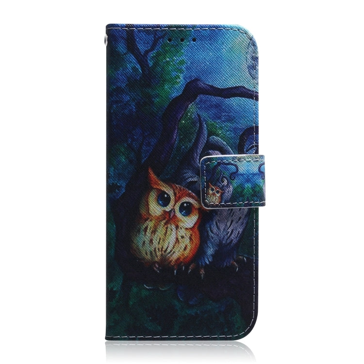 For iPhone 16 Pro Max Coloured Drawing Flip Leather Phone Case(Oil Painting Owl) by buy2fix