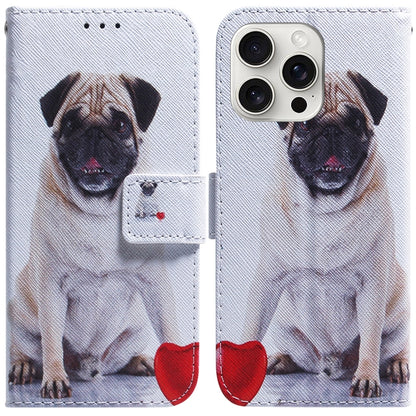 For iPhone 16 Pro Max Coloured Drawing Flip Leather Phone Case(Pug) by buy2fix
