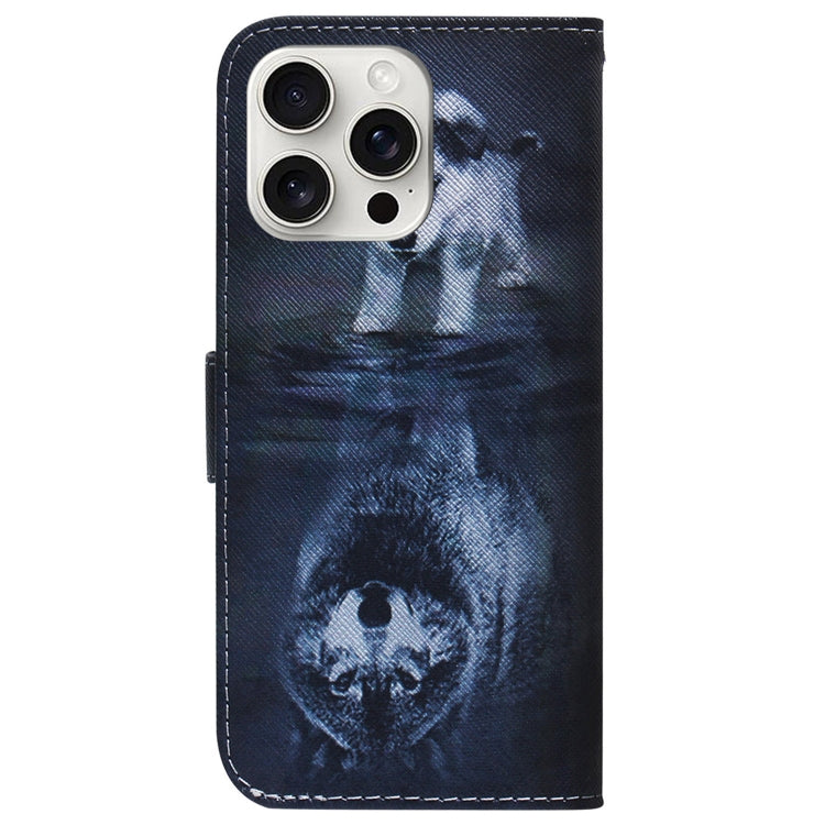 For iPhone 16 Pro Max Coloured Drawing Flip Leather Phone Case(Wolf and Dog) by buy2fix