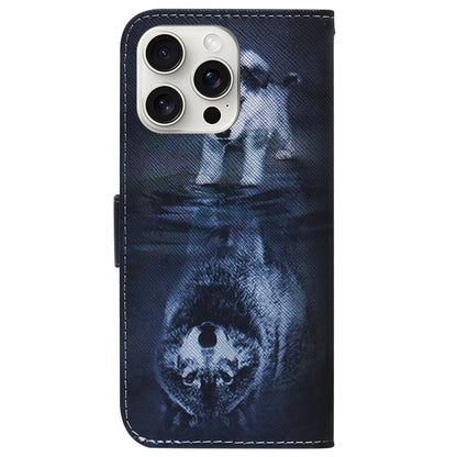 For iPhone 16 Pro Max Coloured Drawing Flip Leather Phone Case(Wolf and Dog) by buy2fix