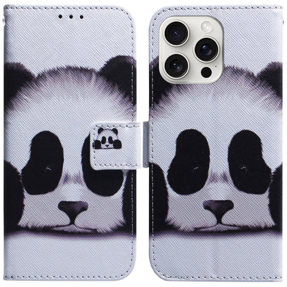 For iPhone 16 Pro Max Coloured Drawing Flip Leather Phone Case(Panda) by buy2fix