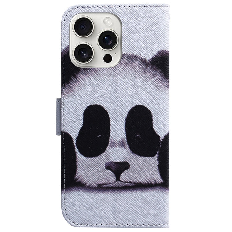 For iPhone 16 Pro Max Coloured Drawing Flip Leather Phone Case(Panda) by buy2fix