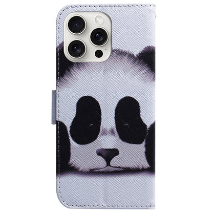 For iPhone 16 Pro Max Coloured Drawing Flip Leather Phone Case(Panda) by buy2fix