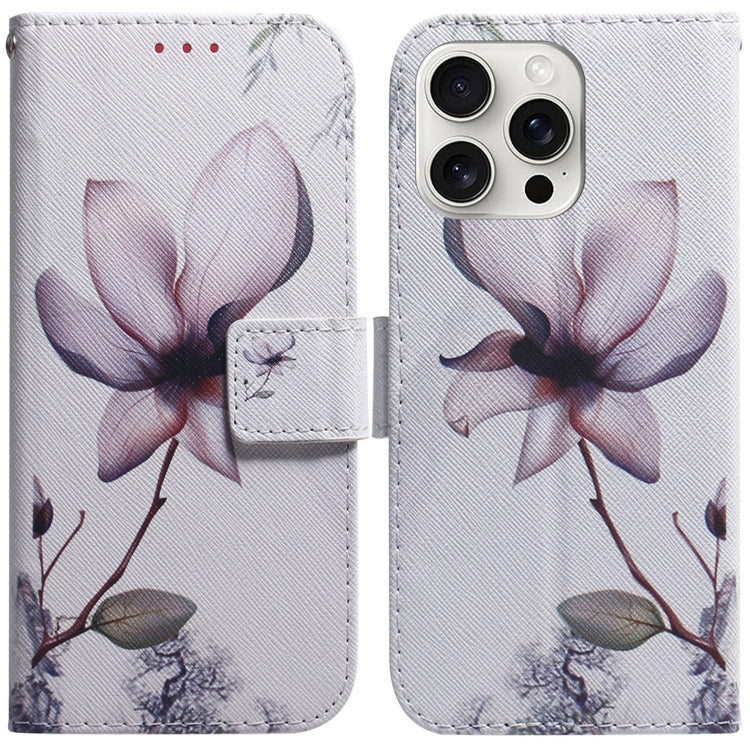 For iPhone 16 Pro Max Coloured Drawing Flip Leather Phone Case(Magnolia) by buy2fix