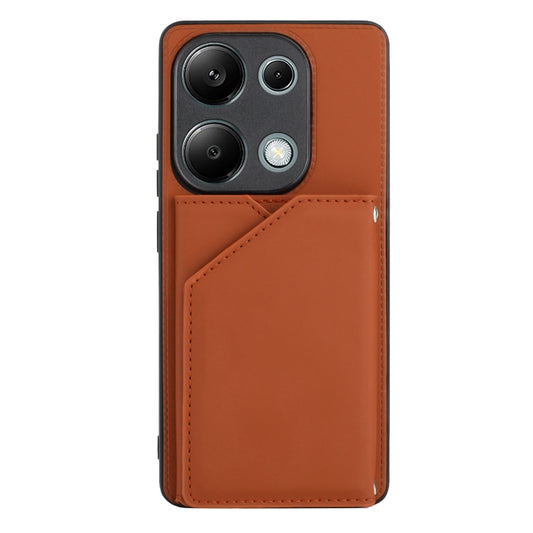 For Xiaomi Redmi Note 13 Pro 4G Global Skin Feel PU + TPU + PC Card Slots Phone Case(Brown) - Xiaomi Cases by buy2fix | Online Shopping UK | buy2fix