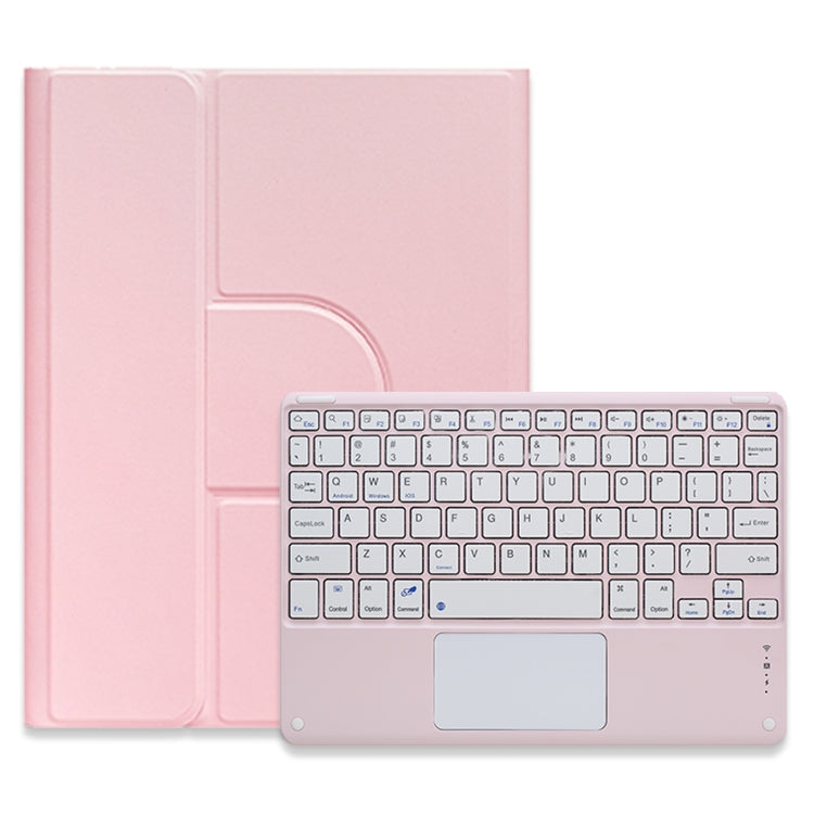 For iPad 10.2 2021 / Air 2019 Square Button 360 Degree Rotatable Bluetooth Keyboard Leather Case with Touchpad(Pink) by buy2fix