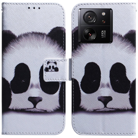 For Xiaomi 13T / 13T Pro / Redmi K60 Ultra Coloured Drawing Flip Leather Phone Case(Panda) - Xiaomi Cases by buy2fix | Online Shopping UK | buy2fix
