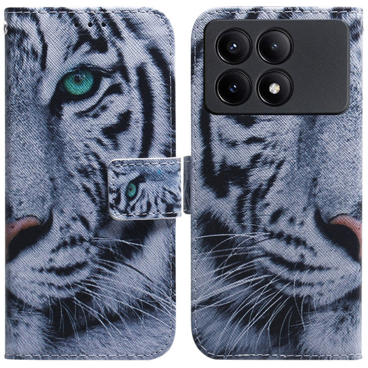 For Xiaomi Redmi K70E / Poco X6 Pro Coloured Drawing Flip Leather Phone Case(Tiger) - Xiaomi Cases by buy2fix | Online Shopping UK | buy2fix