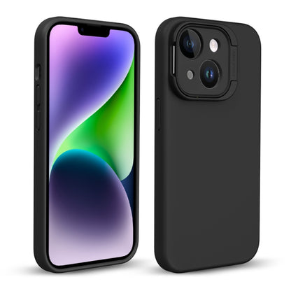 For iPhone 14 Liquid Silicone Lens Holder Phone Case(Black) - iPhone 14 Cases by buy2fix | Online Shopping UK | buy2fix
