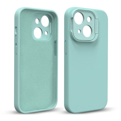 For iPhone 14 Liquid Silicone Lens Holder Phone Case(Green) - iPhone 14 Cases by buy2fix | Online Shopping UK | buy2fix