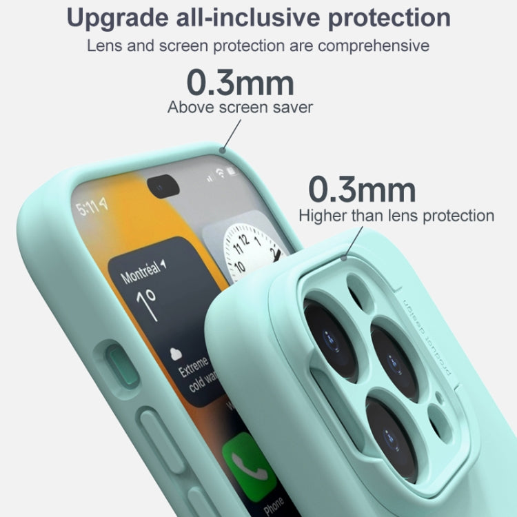 For iPhone 14 Pro Liquid Silicone Lens Holder Phone Case(Pink) - iPhone 14 Pro Cases by buy2fix | Online Shopping UK | buy2fix