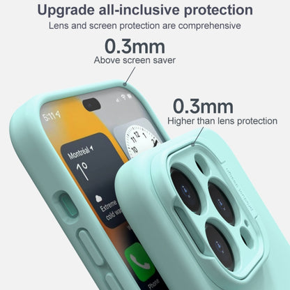 For iPhone 14 Liquid Silicone Lens Holder Phone Case(Green) - iPhone 14 Cases by buy2fix | Online Shopping UK | buy2fix