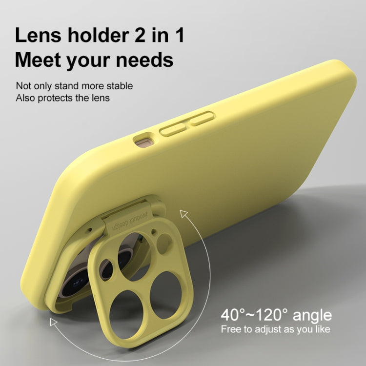 For iPhone 14 Pro Liquid Silicone Lens Holder Phone Case(Pink) - iPhone 14 Pro Cases by buy2fix | Online Shopping UK | buy2fix