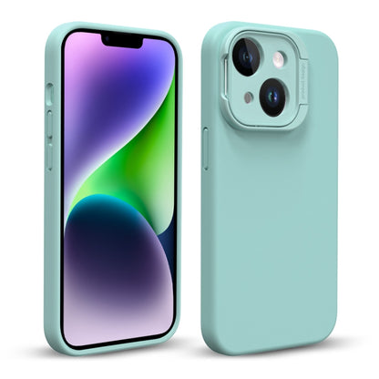 For iPhone 14 Liquid Silicone Lens Holder MagSafe Phone Case(Green) - iPhone 14 Cases by buy2fix | Online Shopping UK | buy2fix