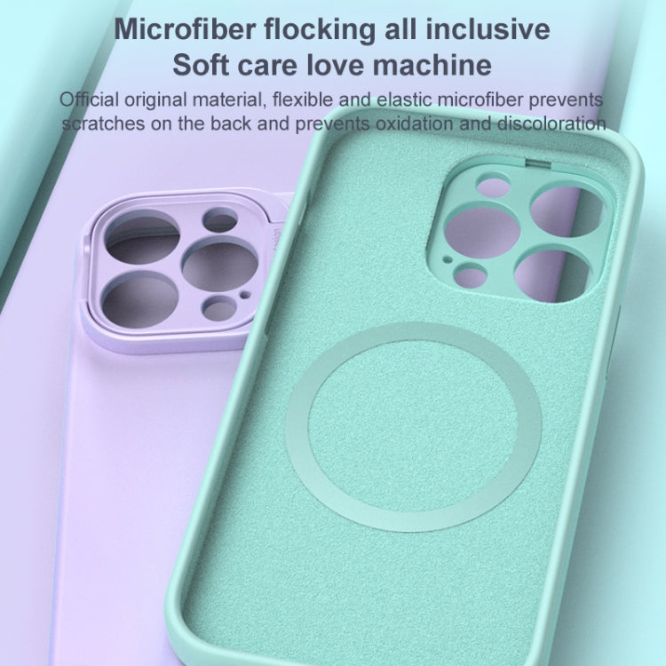 For iPhone 14 Pro Max Liquid Silicone Lens Holder MagSafe Phone Case(Dark Purple) - iPhone 14 Pro Max Cases by buy2fix | Online Shopping UK | buy2fix
