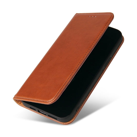 For iPhone 15 Pro Fierre Shann PU Genuine Leather Texture Phone Case(Brown) - iPhone 15 Pro Cases by FIERRE SHANN | Online Shopping UK | buy2fix