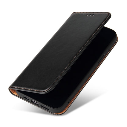 For iPhone 15 Pro Fierre Shann PU Genuine Leather Texture Phone Case(Black) - iPhone 15 Pro Cases by FIERRE SHANN | Online Shopping UK | buy2fix