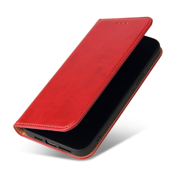 For iPhone 15 Pro Fierre Shann PU Genuine Leather Texture Phone Case(Red) - iPhone 15 Pro Cases by FIERRE SHANN | Online Shopping UK | buy2fix