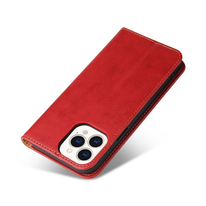 For iPhone 15 Pro Fierre Shann PU Genuine Leather Texture Phone Case(Red) - iPhone 15 Pro Cases by FIERRE SHANN | Online Shopping UK | buy2fix