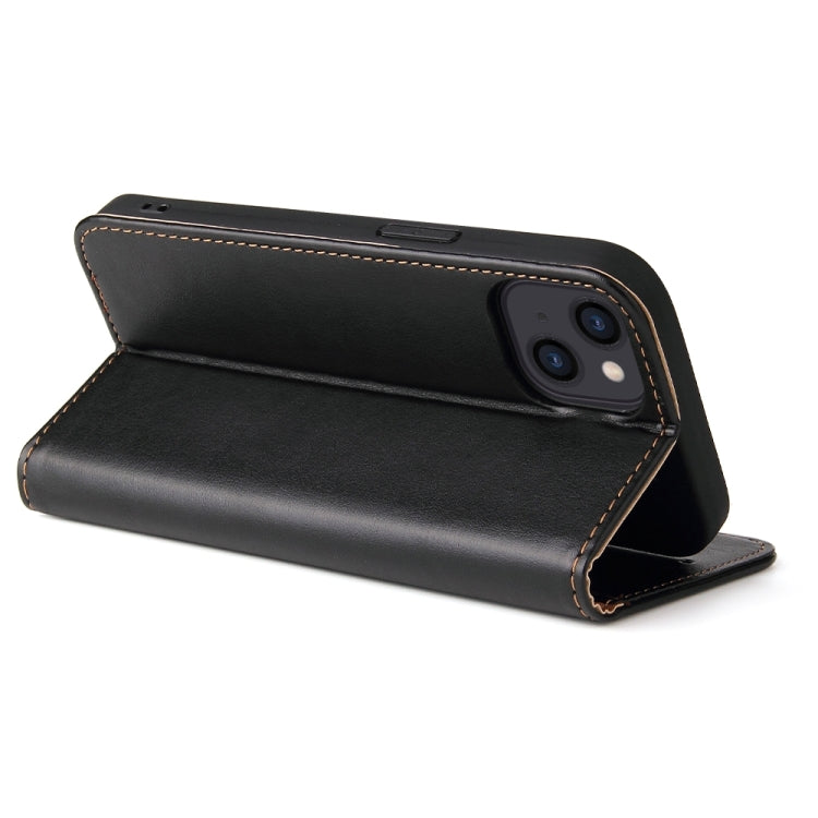 For iPhone 15 Fierre Shann PU Genuine Leather Texture Phone Case(Black) - iPhone 15 Cases by FIERRE SHANN | Online Shopping UK | buy2fix