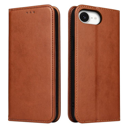 For iPhone 16e Fierre Shann PU Genuine Leather Texture Phone Case(Brown) - iPhone 16e Cases by FIERRE SHANN | Online Shopping UK | buy2fix