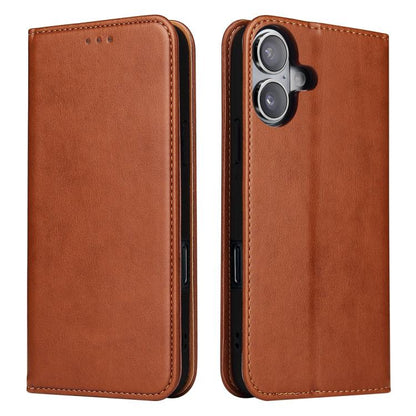 For iPhone 17 Fierre Shann PU Genuine Leather Texture Phone Case(Brown) - iPhone 17 Cases by FIERRE SHANN | Online Shopping UK | buy2fix