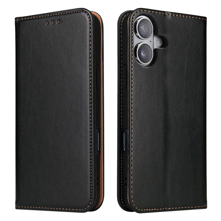 For iPhone 17 Fierre Shann PU Genuine Leather Texture Phone Case(Black) - iPhone 17 Cases by FIERRE SHANN | Online Shopping UK | buy2fix