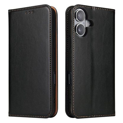 For iPhone 17 Fierre Shann PU Genuine Leather Texture Phone Case(Black) - iPhone 17 Cases by FIERRE SHANN | Online Shopping UK | buy2fix
