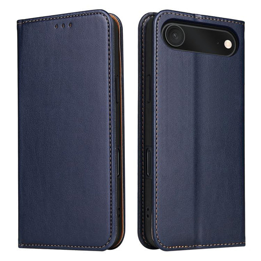 For iPhone 17 Air Fierre Shann PU Genuine Leather Texture Phone Case(Blue) - iPhone 17 Air Cases by FIERRE SHANN | Online Shopping UK | buy2fix