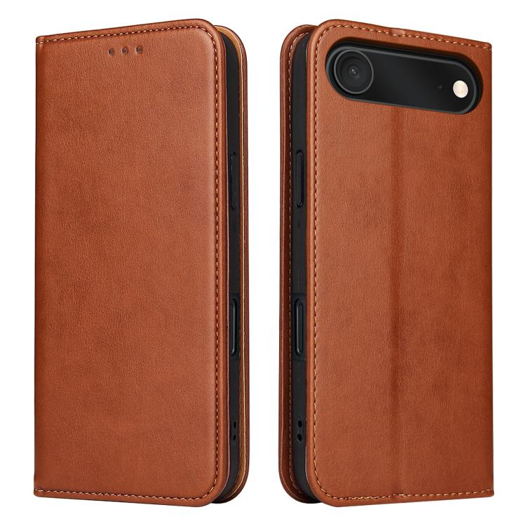 For iPhone 17 Air Fierre Shann PU Genuine Leather Texture Phone Case(Brown) - iPhone 17 Air Cases by FIERRE SHANN | Online Shopping UK | buy2fix