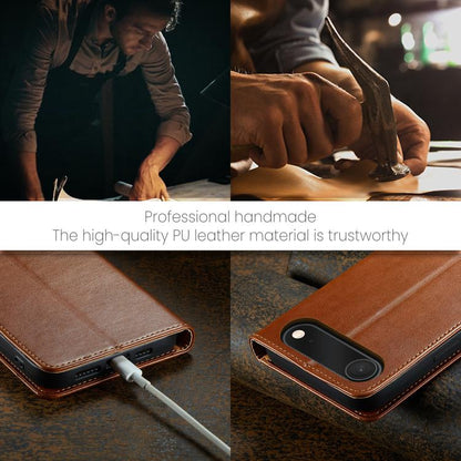 For iPhone 17 Air Fierre Shann PU Genuine Leather Texture Phone Case(Brown) - iPhone 17 Air Cases by FIERRE SHANN | Online Shopping UK | buy2fix