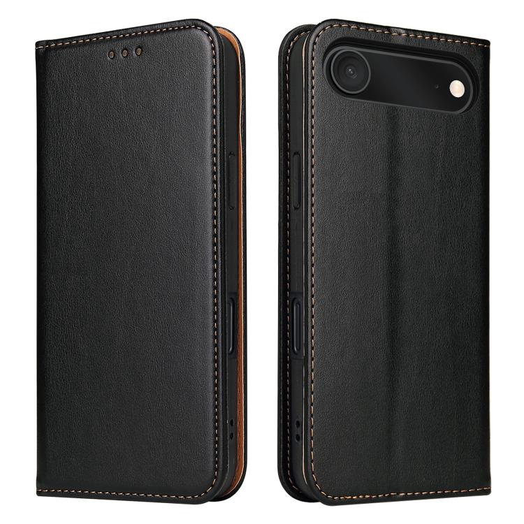 For iPhone 17 Air Fierre Shann PU Genuine Leather Texture Phone Case(Black) - iPhone 17 Air Cases by FIERRE SHANN | Online Shopping UK | buy2fix