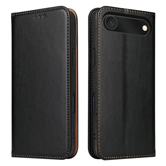 For iPhone 17 Air Fierre Shann PU Genuine Leather Texture Phone Case(Black) - iPhone 17 Air Cases by FIERRE SHANN | Online Shopping UK | buy2fix