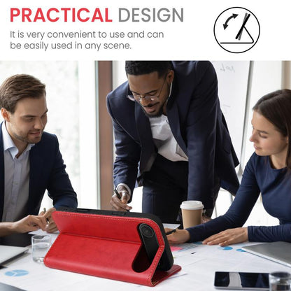 For iPhone 17 Air Fierre Shann PU Genuine Leather Texture Phone Case(Red) - iPhone 17 Air Cases by FIERRE SHANN | Online Shopping UK | buy2fix