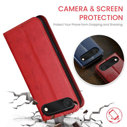 For iPhone 17 Air Fierre Shann PU Genuine Leather Texture Phone Case(Red) - iPhone 17 Air Cases by FIERRE SHANN | Online Shopping UK | buy2fix