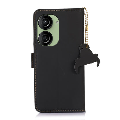 For Asus Zenfone 10 / Zenfone 9 Genuine Leather Magnetic RFID Leather Phone Case(Black) - ASUS Cases by buy2fix | Online Shopping UK | buy2fix