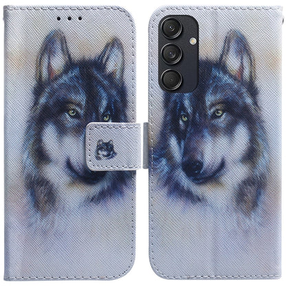 For Samsung Galaxy M55 Coloured Drawing Flip Leather Phone Case(White Wolf) by buy2fix