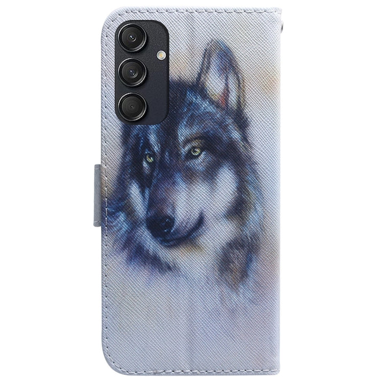For Samsung Galaxy M55 Coloured Drawing Flip Leather Phone Case(White Wolf) by buy2fix