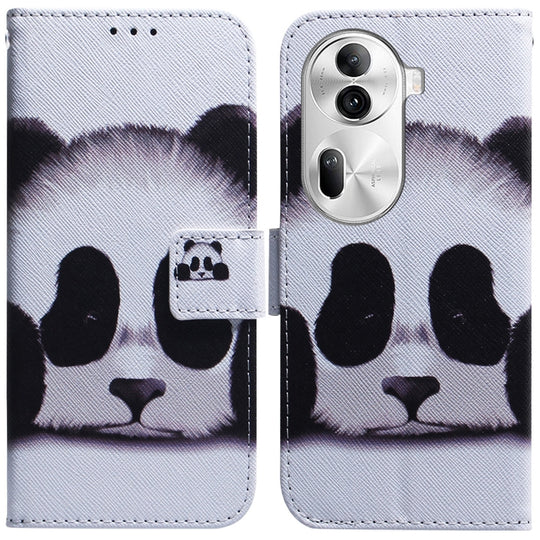 For OPPO Reno11 Pro Global Coloured Drawing Flip Leather Phone Case(Panda)