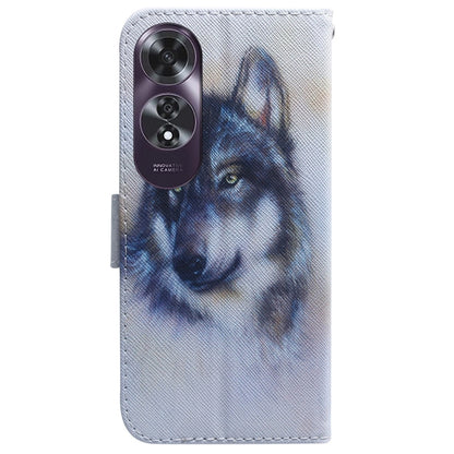 For OPPO A60 4G Coloured Drawing Flip Leather Phone Case(White Wolf) by buy2fix
