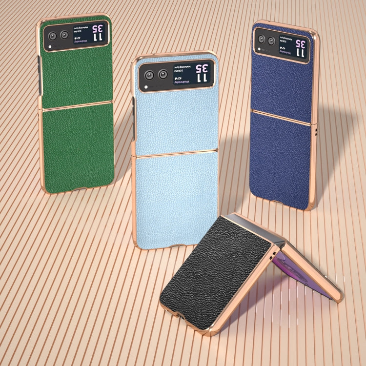 For Motorola Razr 40 Genuine Leather Mino Series Nano Plating Phone Case(Black) - Motorola Cases by buy2fix | Online Shopping UK | buy2fix